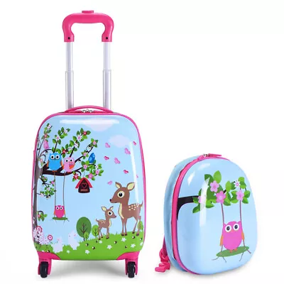 2 PCS 12'' 16'' ABS Kids Backpack Luggage Set Children Suitcase Travel  • £42.95