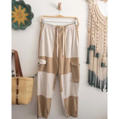 $40 • Buy J. Crew Linen Tie Waist Colorblock Jogger Cargo Pants 