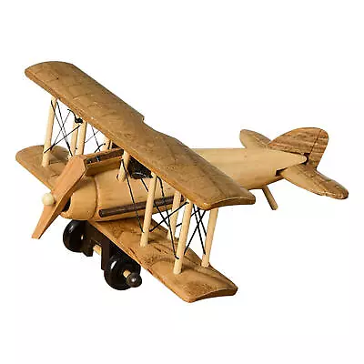 Wooden Aircraft Vintage Plane Model Portable Handicraft Desktop Ornament Decor • $21.79