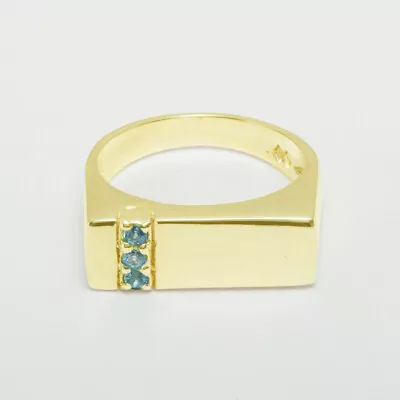 14ct Yellow Gold Natural Blue Topaz Mens Band Ring - Sizes N To Z • $1564.87