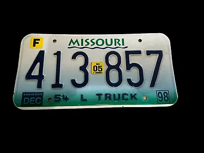 Missouri 54 L TRUCK License Plate 413857 Date Issued Dec 98 • $24.95
