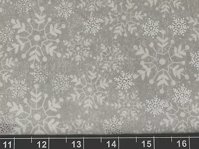 Tina Scrap 9 X21  Christmas Metallic Silver Gray Snowflake Winter FABRIC COTTON • $2.99