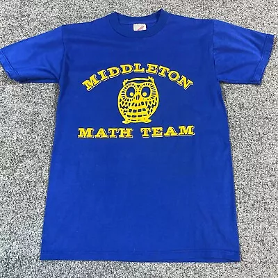 Middleton Math Team T-shirt XS Blue Cotton Blend Vintage Owl Single Stitch USA • $23.92