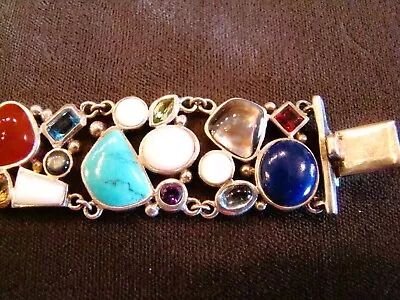 Ross Simmons 925 LT Multi Gemstone Sterling Silver Bracelet Bangle Turquoise • $49.99