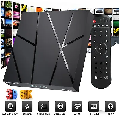 UK T95PRO 6K TV Box Android 13.0 4GB RAM + 32GB / 64GB HD Media Player WIFI • £47.89