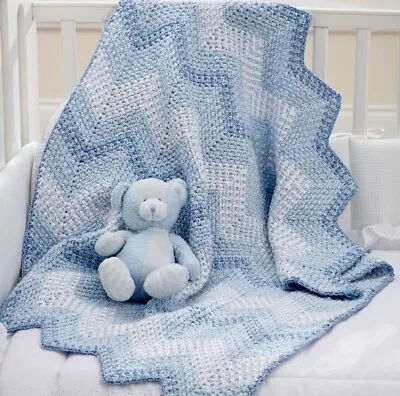 Cb89 - Crochet Pattern For Baby First Cot Blanket / Pram Cover • £1.99