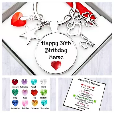 £4.99 • Buy 16th. 18th. 21st Birthday Gift. Personalised. Gift/happiness. Birthstone Keyring