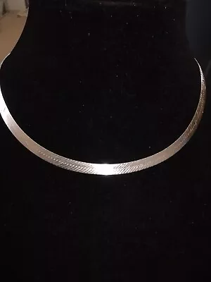 925 Sterling Silver 5mm Italy Herringbone Chain Necklace Choker 16.5  12.5g  • $13.90