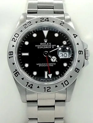 Rolex Explorer II 16570 GMT Stainless Steel Black Dial Watch MINT CONDITION • $14173.82