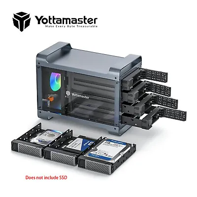 Yottamaster 4 Bay RAID Hard Drive Enclosure TypeB RGB Fan For 2.5  3.5  SATA HDD • $199.49