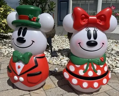 NEW 2023 🐭 23  Mickey And Minnie Mouse Disney Blow Mold Light Up Christmas 🏰🚨 • $69.95