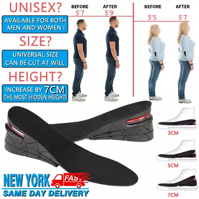 3-Layer Men Women Shoe Insole Cushion Heel Insert Increase Tall Height Lift 7cm • $9.15