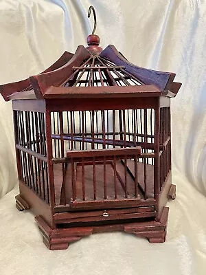 Vintage All Wood Hand Crafted Hexagon Bird Cage Royal Victorian Garden Patio • $85