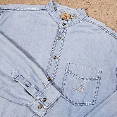 Vintage Colorado Denim Shirt Mens 2XL Blue Chambray Classic Fit Band Collar • $21.24