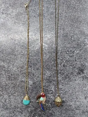 Wholesale Joblot X3 Necklaces Gold/Bronze Coloured Acorn Turqouise Jewellery • £10.19