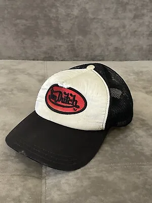 Vintage Von Dutch Logo Mesh Trucker Snapback Hat Cap White Denim • $34.99