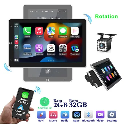 2DIN Rotatable 10.1'' Android 12 Touch Screen Car Stereo Radio GPS Wifi Tablet • $144.90