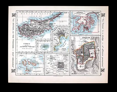 $24.99 • Buy 1921 Johnston Map Cyprus Jerusalem Peking Tokyo Hong Kong City Plans China Japan