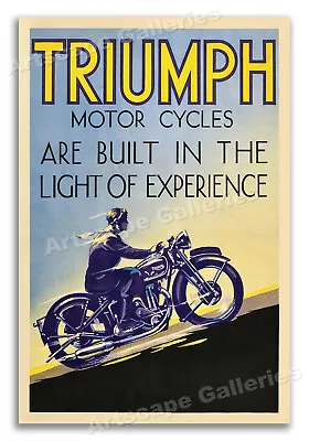 Triumph Motor Cycles - 1930s Vintage Motorcycle Travel Poster - 20x30 • $18.95