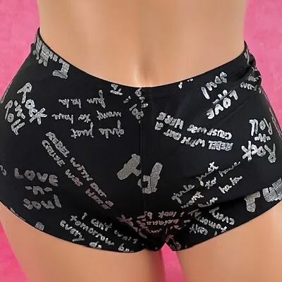 Vintage 90's Y2k Panties Black Silver Rock & Roll Sissy Knickers Women's Large • $14.24