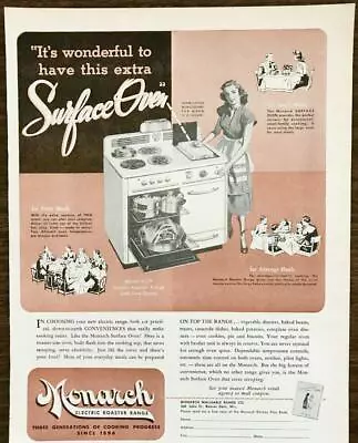 1948 Monarch Model F57P Electric Roaster Range Print Ad Extra Surface Oven  • $9.85
