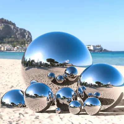 6Pcs Outdoors Garden Steel Mirror Sphere Hollow Gazing Ball Home Ornament Decor • £11.99