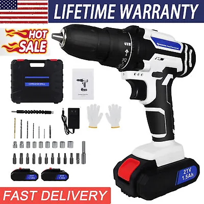 21V Rechargeable Wireless Cordless Electric Screwdriver Drill Set Power Tool • $38.19