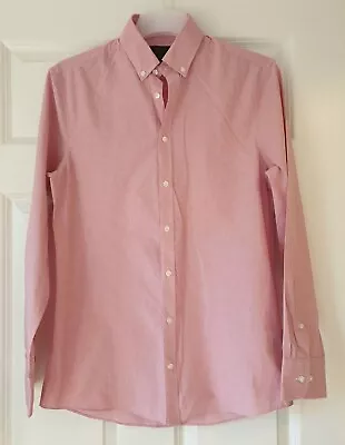 M&s Collection Mens Pink Fine Checked Long-sleeved Formal Work Shirt Size 15  • £7.99