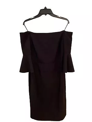 Miss Selfridge Black Off The Shoulder Midi Dress Bell Sleeve Women's  Size 12 • $20