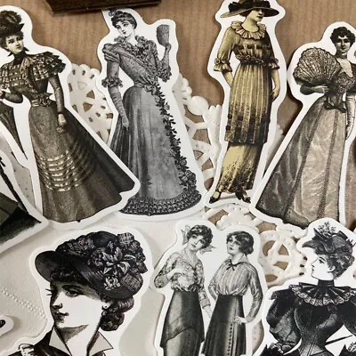 Retro Vintage Lady People Stickers Scrapbooks Junk Journal  Card Making 25pcs • $6.55
