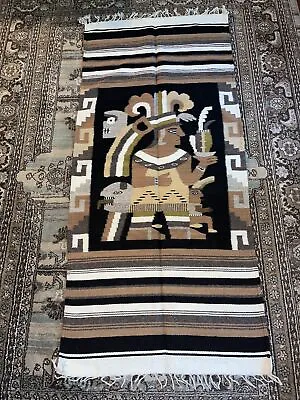 $169.99 • Buy Vintage Zapotec “Mayan King” Heavy Duty Wool Hanging/Runner Blanket. 63”x28”