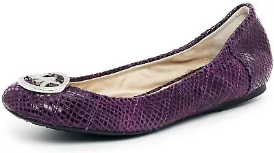 Michael Kors Woman's Fulton Quilted Ballet Flat Purple Bordeaux Embossed Leather • $89.98