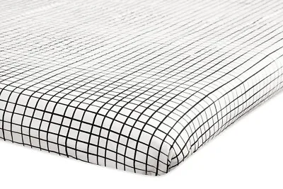 Bedding By Babyletto Mini Crib Sheet Fitted Tuxedo Grid Black & White Unisex NEW • $26.59