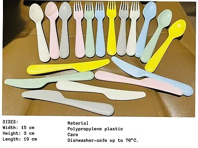New Colors IKEA 36 Piece Plastic Cutlery Set Knife Fork Spoon For Picnic Kids • $18.99