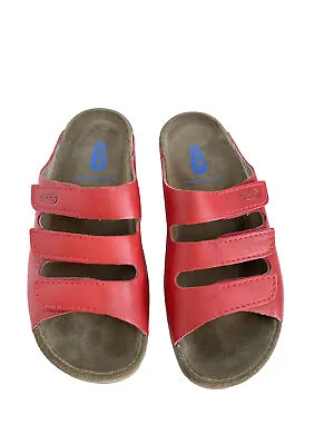 Wolky Nomad Red Leather Slide Women's Sandals Size 37 US 6-6.5 Comfort Shoes • $45