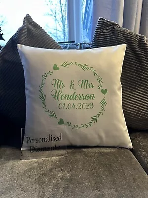 Mr And Mrs Cushion Cover Couple Keepsake Wedding Gift • £7.99