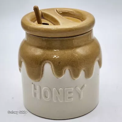 Vintage 1982 Teleflora Honey Pot Jar Handmade Portugal Dipper Winnie The Pooh  • $65