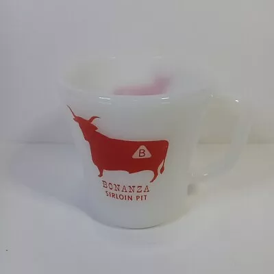 EUC Vintage Federal Glass Bonanza Sirloin Pit Milk Glass Coffee Mug Cup Bull • $12.74