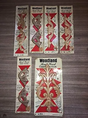 $24.99 • Buy Vintage Lot Wood Appliques And Onlays, Unpainted DIY Decorative Wood Carved