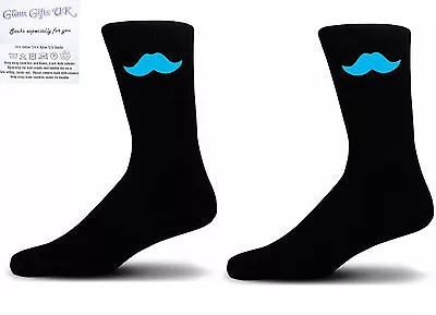 Blue Natural Moustache-Black Blue Moustache Novelty Socks - Special Socks  • $5.68