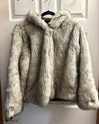 $30 • Buy Zara Faux Fur Autumn Winter Jacket Coat W Hood Womens Size S