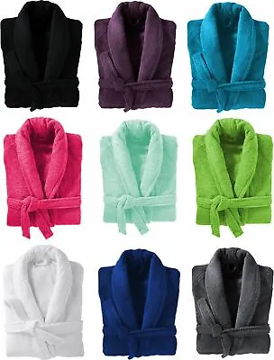 Bath Robe Mens & Womens 100% Terry Cotton Shawl Collar Bathrobe Dressing Gown • £21.99