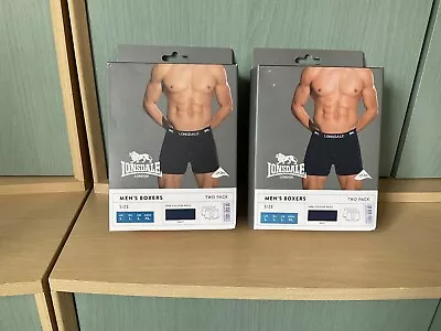 Lonsdale Men’s Navy Boxers Two Pack (x2) Uk Size L (36-39”) Brand New & Unworn • £13.50