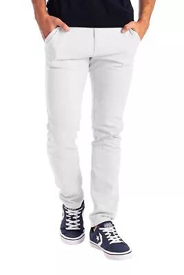 Mens Stretch Skinny Slim Fit Chino Pants Flat Front Casual Super Spandex Trouser • $20.87