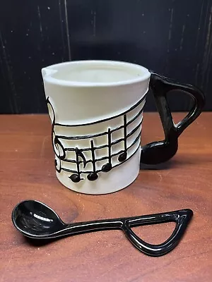 Vintage Sarsaparilla Deco Designs Five And Dime Music Note Cup Mug & Spoon • $20.99
