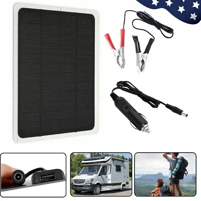 10W Solar Panel 12V Trickle Battery Charger Kit Maintainer Boat RV Car Vehicle • $13.91