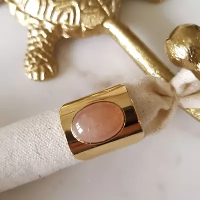 Moonstone Ring Orange Crystal Gemstone 24K Gold Plated Oval Large Band Heal Gift • £41.36