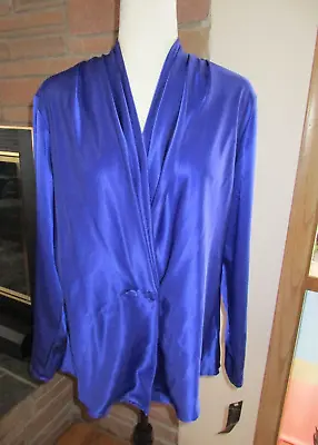 Vintage NWT  Glossy Satin Blouse Secretary Purple Size 12 • $15.99