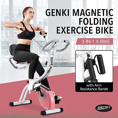 Genki 3 In 1 Folding Exercise Bike Magnetic X-Bike Home Gym Spin Bicycle Fitness • $199.95