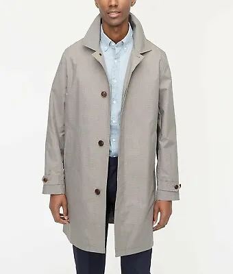 JCREW Trench Coat Jacket Houndstooth Ludlow Taupe Tan Beige Rain Slim Beltless • $118.50